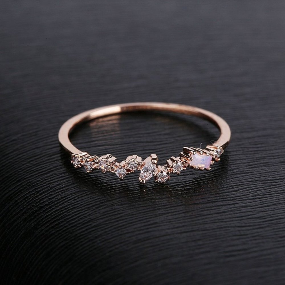 NEW Diamond Geometric Rose Gold Ring - Picture 4 of 7